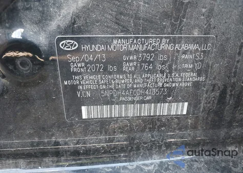 2013 Hyundai Elantra Gls from USA, damaged, VIN 5NPDH4AE0DH413573